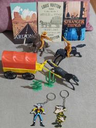 Red kit Joe dalton kovboy Western teksas at posta arabası kaktüs vb. oyuncak anahtarlık Kart postal set koleksiyon nostalji tasarım dekor hediye vintage retro hobi minyatür diorama reklam promosyon