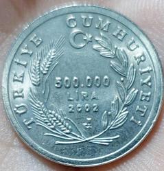 500.000 LİRA, 2002 HATIRA PARA (Kimsenin Aç Kalmayacağı Bir Dünya) - KAPSÜLDE . ÇİL
