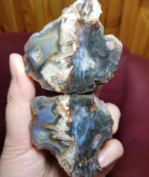 Manzaralı Çubuk Akik Çifti: 3B Manzara Deseni, Vizyon ve Yaratıcılık - Ağırlık: 285g - Benzersiz Koleksiyonluk Nadir Parça Kütle