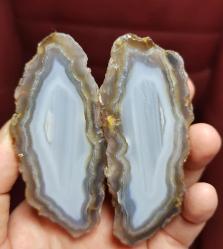 Manzaralı Açık Mavi Su Hattı Akik Çifti: Odaklanma İçin Kristal - Ağırlık: 155g - Benzersiz Koleksiyonluk Nadir Parça Kütle