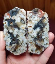 Çiçekli Akik Çifti: Duygusal Gelişim İçin Çiçek Açan Desenli Plume Agate Kristal - Ağırlık: 191g - Benzersiz Koleksiyonluk Nadir Parça Kütle