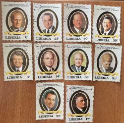 MEŞHURLAR.ABD BAŞKANLARI.LİBERYA 10 PUL..:DAMGALI