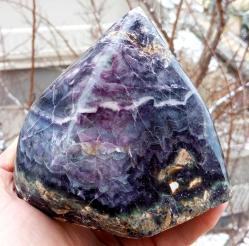 Polisajlı Büyük Gökkuşağı Florit Doğal Kütle