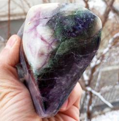 Polisajlı Büyük Gökkuşağı Florit Doğal Kütle