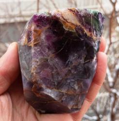 Polisajlı Büyük Gökkuşağı Florit Doğal Kütle