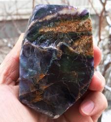 Polisajlı Büyük Gökkuşağı Florit Doğal Kütle