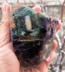 Polisajlı Büyük Gökkuşağı Florit Doğal Kütle