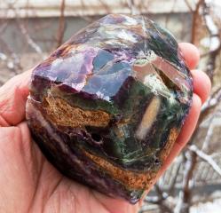 Polisajlı Büyük Gökkuşağı Florit Doğal Kütle