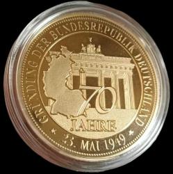 LOT.17 » Almanya Birliğinin 70 yılı 1949-2019 Hatıra Altın Kaplama Madalya 40mm