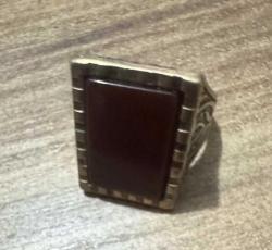 Firuze Gümüş Kırmızı Akik Taşlı Gümüş Erkek Yüzük 13,25 gram  Parmak Kalınlığı 2 cm