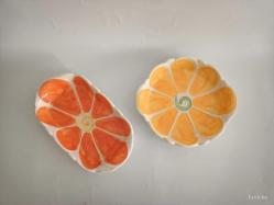 İtalyan El Boyama Turuncu Sunum Tabağı