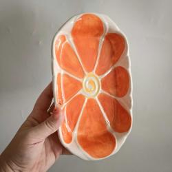 İtalyan El Boyama Turuncu Sunum Tabağı