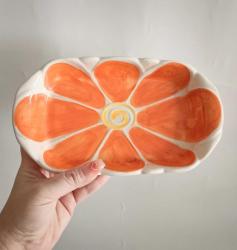 İtalyan El Boyama Turuncu Sunum Tabağı