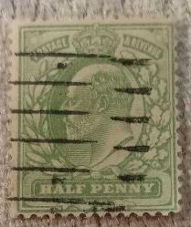 1904 İngiltere Pulu - Kral Edward VII - Half Penny Sarımsı Yeşil (Nadir)