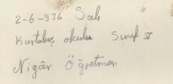 2 HAZİRAN 1936 KURTULUŞ OKULU SINIF 5 NİGAR ÖĞRETMEN NEGATİF FOTOĞRAF...