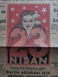 ULUS GAZETESİ - TURKİSH NEWSPAPER - 23 NİSAN 1949 - PRENSİPLER ETRAFINDA YAZAN HÜSEYİN CAHİT YALÇIN BAŞMAKALE - BUGÜN MİLLİ EGEMENLİK VE ÇOCUK BAYRAMIMIZ - CUMHURBAŞKANIMIZ İSMET İNÖNÜ DÜN DE SİNOP'TA HALKLA GÖRÜŞTÜ - TÜRKİYE BÜYÜK MİLLET MECLİSİ BUNDAN 29 YIL ÖNCE BUGÜN 23 NİSAN 1920'DE ANKARA'DA AÇILMIŞTI - FRANSIZ DIŞ BAKANI ROBERT SCHUMANN'A GÖRE BERLİN ABLUKASI İÇİN GÖRÜŞME OLUYORMUŞ - KADIN RESSAMLARIMIZ YAZAN PEYAMİ SAFA - DİL TARİH VE COĞRAFYA FAKÜLTESİ ÖĞRENCİ DERNEĞİNİN ŞİİR GÜNÜ FOTOĞRAF - TURGUT DEMİRPOLAT DUY ŞİİRİ - 3 KONSER YAZAN MESUT CEMİL - KUSURLAR VE DALGINLIK PSİKOLOJİSİ YAZAN RASİM ADASAL - BİR HİNT BALE HEYETİ GELİYOR - ALBAY HÜSNÜ ZAİM DİYOR Kİ SURİYE TÜRKİYE İLE DOSTLUK SİYASETİ GÜTMEK EMELİNDEDİR - DEMİRSPOR EMNİYET MAÇININ ÖNEMİ - ISMARLAMA İHTİLAL ÇEVİREN REŞAT NURİ GÜNTEKİN - LEYLA HÜSNÜ YUSUF HÜSNÜ SABİTE TUR SITKI AKÇATEPE BOMONTİ AİLE SAZ SALONUNDA - ANKARA KIZ LİSESİ TAKIMI FOTOĞRAF - BUKET LOKANTASI - HAYAL YOLU FİLMİ BÜYÜK SİNEMADA - ÜÇ MAVİ MELEK