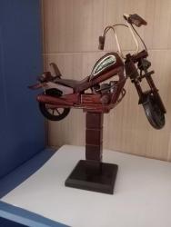DEKORATİF AHŞAP MOTORSİKLET YENİ NESİL PERİ LEDLİ STANDLI