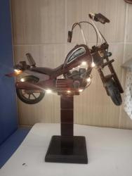DEKORATİF AHŞAP MOTORSİKLET YENİ NESİL PERİ LEDLİ STANDLI