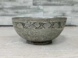 Antika Osmanlı Dönem Kalem İşçilikli  Bakır Kase - Tas