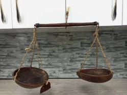 Antika Nadir Tümüyle Ahşap Osmanlı El Terazi