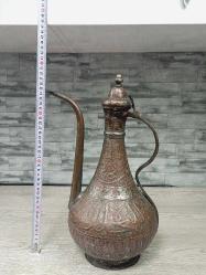 Benzersiz Muazzam İşçiliği ve Kufi Yazılı Antika Bakır Kastamonu İbriği