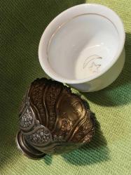 Gümüş Fincan Zarfı.. Abdülhamid Tuğralı,  Sahi Damgalı.. Zarf 18 gr.