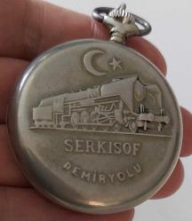 RUSYA SERKİSOF MARKA ORİJİNAL ANTİK KURMALI KÖSTEKLİ MUHTEŞEM BAKIMLI CEP SAATİ HH2RR1A ÇOK NADİR