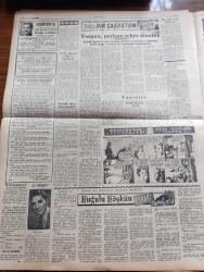 Yeni Ulus Gazetesi - Turkish Newspaper - 7 Nisan 1954 - sahte demokratlar yazan Hüseyin Cahit Yalçın Başmakale - İsmet İnönü Malatya'ya bu sabah hareket ediyor - CHP Genel Başkanı ilk seçim konuşmasını yapacak - seçime yaklaşırken işçiler önemli kararlar alıyorlar - Mısır'da yeni tedbirler alınıyor - iktidarın kaç günü kaldı - 18 yaşında ateş gibi bir kız olan Jocelyn Britton artist olmak istiyor fotoğraf - Danıştay hapis cezası giyen belediye başkanlığına vazife yaptırılmamasını kararlaştırdı - Celal Bayar Ankara'da - DESPORTES takımı Ankara'ya geliyor - köylü Partisi genel başkanı Remzi Oğuz Arık yerine kim gelecek - aramızda yaşayamazsın filmi başrolde Reşit Gürzap Gülistan Güzey Park ve Sus sinemasında - Melike El Cemal Esenparkta - çocuk sayfası - küçük kardeşlerin köşesi - İnternational traktörlerin şampiyonu - Ankara İstanbul Radyosu Programı - Volfran Çamaşır Suyu - aşk ızdıraptır filmi Park sinemasında - leylaklar altında filmi Türkocağı Nilgün - Baykara'nın serüvenleri
