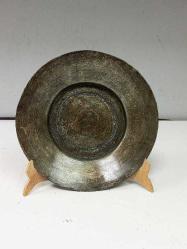 Antika Osmanlı Saz Tuğralı Bakır Yazılı Tabak - Lenger