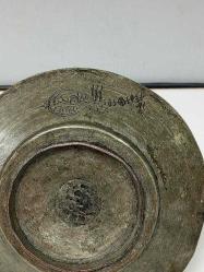 Antika Osmanlı Saz Tuğralı Bakır Yazılı Tabak - Lenger