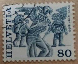 1977 İsviçre Pul- Helvetia - Kostümler ve Halk Festivalleri Serisinden 80c.