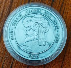 2024 Padişahlar Serisi Fatih Sultan Mehmet Han ((Şahi Topu Görselli)) 1000 Mangır Hatıra Para & Madalyon Okside....