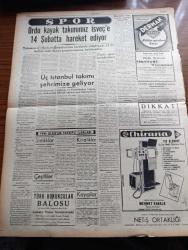 Yeni Ulus Gazetesi - Turkish Newspaper - 12 Şubat 1954 - seçim daireleri yazan Hüseyin Cahit Yalçın Başmakale - petrol kanunu hakkında - Celal Bayar'ın Amerikan petrolcülerine  teminatı - Muvaffak İşmen vefat etti fotoğraf - Berlin'de dünkü gizli oturum - son model gözlükleri teşhir eden mankenler fotoğraf - ilkokul öğretmenlerinin intibak kanunu mecliste görüşüldü - Kuzey Kore'ye yollanacak heyet - Max  Ball tasarısının sakat tarafları - burası sömürge değildir yazan Nihat Erim - ucuza kapatılan tütünlerimiz yazan Vedat Dicleli - Suudi Arabistan Amerika'dan yardım istemiyor - kahire'de Mısır milli takımı ile karşılaşacak olan Macar milli takımı Helsinki olimpiyatlarında takımımızı 7 bir yendiği maçtan evvel fotoğraf - Eskimolar çeviren Rahşan Ecevit Yazı Dizisi - adalete hürmet yazan Hıfzı Oğuz Bekata - Lord Simon'un muzipliği yazan Bülent Ecevit - Ankara'da cemiyet hayatı - tiyatro Lucia yazan Lütfi Ay - Galatasaray Beşiktaş Fenerbahçe Ankara'da dörtlü turnuvaya katılacaklar