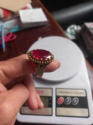 925 ayar  gümüş  Otantik yakut taşlı bayan yüzük  Çap 23-24  mm 23 gram