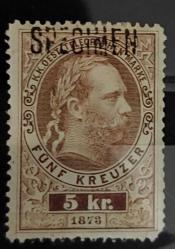 1873 Avusturya Macaristan İmparatorluğu Telgraf pulu- 1. Seri litography 5 kron Specimen damgasız şarniyerli yüksek katalog değeri