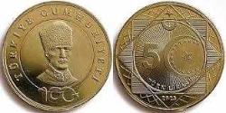 1 ADET 2023 YILI CUMHURİYETİN 100. YILI 5 TL 