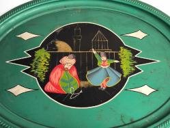 Antika Mevlana Tepsi - El Boyama Metal Tepsi - Konya Semazen Tabak - ESKİ ÜRÜN -  Duvar Dekoru