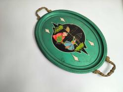 Antika Mevlana Tepsi - El Boyama Metal Tepsi - Konya Semazen Tabak - ESKİ ÜRÜN -  Duvar Dekoru