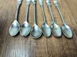 Antika Gümüş Renk Çay Kaşığı 6 ADET - Çiçek Desen Kaşık - Çay - Tatlı Kaşığı - B6