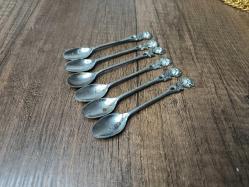 Antika Gümüş Renk Çay Kaşığı 6 ADET - Çiçek Desen Kaşık - Çay - Tatlı Kaşığı - B6