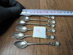 Antika Gümüş Renk Çay Kaşığı 6 ADET - Çiçek Desen Kaşık - Çay - Tatlı Kaşığı - B6