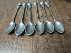 Antika Gümüş Renk Çay Kaşığı 6 ADET - Çiçek Desen Kaşık - Çay - Tatlı Kaşığı - A9