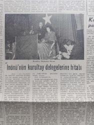 Yeni Ulus Gazetesi - Turkish Newspaper - 26 Şubat 1954 - kardeş Parti yazan Hüseyin Cahit Yalçın Başmakale - CHP olağanüstü kurultayı Dün toplandı - İsmet İnönü'nün kurultay delegelerine hitabesi fotoğraf - İsmet İnönü bir seçimlere ciddi bir vazife hissi ile gireceğiz dedi - Bini aşkın delegenin katıldığı kurultay toplantısında Kasım Gülek önemli bir konuşma yaptı - İsmet İnönü delegelerin büyük tezahüratı arasında kurultaya gelirken fotoğraf - Suriye'de General Edip Çiçekli istifa etti - Mısır'daki gelişme yazan Nihat Erim - Eskimolar çeviren Rahşan Ecevit Yazı Dizisi - Zihni Betil'in Adalet bütçesinde tenkitleri - Ertuğrul Akça mahkum oldu - Pakistan'a yardım hakkında cevap - buzlar boğazı tamamen kapladı - Mükellef'in bahtı yazan Bülent Ecevit - Martine Carol neler anlattı - Kadirli'de de Demokrat Parti çöküyor - karikatürler - Ankara İstanbul Radyosu Programı - Ordulararası futbol şampiyonasına talep - 3 boyutlu film canavarlar sarayı büyük sinemada - Havagücü Güneş maçında hadise