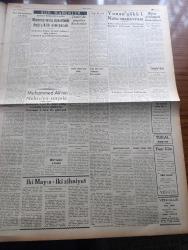 Yeni Ulus Gazetesi - Turkish Newspaper - 27 Şubat 1954 - Bir devlet adamı konuştu yazan Hüseyin Cahit Yalçın Başmakale - Cumhuriyet Halk Partisi'nin örnek tesanüdü - kurultay tam bir olgunluk ve anlayış havası içinde başarıyla devam ediyor - İsmet İnönü CHP kurultayında görüşmeleri takip ediyor fotoğraf - Koşucu Marquette bir millik yarışı birincilikle bitiriyor fotoğraf - İngiltere'de çocuklar arasında yapılan denizkızı yüzme müsabakasında birinciliği Celia Sandys kazandı fotoğraf - İstanbul limanını ve boğazı baştanbaşa buzlar kapladı - Sayın İnönü'nün nutku yazan Nihat Erim - General Edip Çiçekli Suriye'den Lübnan'a hareket etti - kadınlar Birliği toplantısı - Eskimolar çeviren Rahşan Ecevit Yazı Dizisi - Muhammed Ali'nin Nehru'ya sürprizi - İki Mayıs İki Zihniyet Yazan Vedat Dicleli - Yunan Gökü 1 NATO manevrası - devlet operamızın sanatkar ve rejisörlerinden Vedat Gürten Roma'da fotoğraf - Ordu futbol takımı - Fenerbahçe Galatasaray ve Beşiktaş Ankara'ya gelmek istiyor