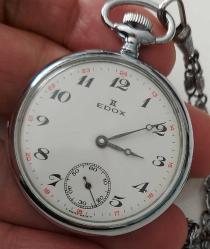 İSVİÇRE EDOX MARKA ORİJİNAL ANTİK KURMALI  MUHTEŞEM BAKIMLI KÖSTEKLİ CEP SAATİ 2LL1YY1 ÇOK NADİR