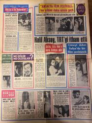 HAFTA SONU GAZETESİ DOĞUM GÜNÜ HEDİYESİ  ( Turkish Newspaper ) - 5 HAZİRAN 1969 -TAM TAKIM 12 SAYFADIR -Yeni Çıkan Plaklar Listesi -Necla İz-Ayşecik-Zaliha-Lale Belkıs-İbrahim Solmaz-Selma Güneri-Gülsün Kamu-Müjden Tanrık-Yalçın Ateş-Ömer Göksel-Fatma Girik-Halil Aksoy-Selim-Ediz Hun-Cüneyt Arkın-Öztürk Serengil-Serpil Örümcer-Türkan Şoray-Yılmaz Güney-Cansel-Elçin-Selçuk Ural-Müjde Ar-Selda Alkor-Ahmet Sezgin-Durul Gence-Okan Dinçer-Müjgan Tanrıkulu-Mediha Demirkıran-Mustafa Sağyaşar-Fatma Tülek-Mürüvvet Kekilli-Necla Çetiner-Mualla Omay-İbrahim Özoral-Münir Şefik-Nazif Girgin-Müjeyyen Senar-Metin Ersoy-Müjgan Ercan-Sadi Ünver-Muzaffer Hepgüler-Zeki Müren-Safiye Filiz-Gönül Öner-Nusret Ergül-Ahmet Döner-Sayra Orkan-Necla İz’in hatıraları-Ayşecik tedavi için Amerika’ya gidiyor-Zaliha ile Lale Belkıs kavga etti-Gülsün Kamu’ya kocası iki milyonluk villa hediye etti-Fatma Girik gizlice beyaz perdeye döndü-Selma Güneri de artık şarkı söyleyecek-İran’a müzisyen akını başlıyor-Antalya Film F