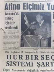 Ulus Gazetesi - Turkish Newspaper - 23 Nisan 1957 - bekleme günleri yazan Hüseyin Cahit Yalçın Başmakale - Atina büyükelçimiz Settar İlksel Yunan Dış Bakanı Averoff ile Dün görüştü - milli Türk Talebe birliğine Ankara'da miting için izin verilmedi - CHP Genel sekreteri Kasım Gülek Dün il kongresinde konuşma yaparken fotoğraf - ulusal egemenlik ve çocuk Bayramı kutlu olsun - hür bir seçim sistemi şarttır - hakim Nefi Demirlioğlu emekliye ayrıldı - 23 Nisan sebebiyle bugün yapılacak törenler - Devlet kuşu yazan Orhan Kemal Yazı Dizisi - Çağdaş İngiliz dramı yazan A. Cemal Arı - Cezayir milliyetçileri Dün 101 ölü verdiler - bir yobaz Atatürk'ün büstünü parçaladı - Amerikan politikası yazan Yakup Kadri Karaosmanoğlu - Ankara'da 24 saat sinema tiyatro programı - 23 Nisan'da çocuklar - Türkiye İran'ı 70 42 yendi - dün İstanbul'da başlayan ordulararası Dünya Basketbol şampiyonasının favorisi Amerikan takımı fotoğraf - Kayseri Havagücü fotoğraf - Beykoz ile bugün Ankaragücü oynuyor