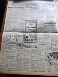 Ulus Gazetesi - Turkish Newspaper - 4 Mart 1958 - Büyük Millet meclisi'ndeki dövüş yazan Yakup Kadri Karaosmanoğlu Başmakale - Üsküdar vapuru kurbanlarının cenazeleri hazin bir törenle kaldırıldı fotoğraf - batık Üsküdar vapuru çıkarılacak - niçin facia - Kurtuluş yıldönümleri dolayısıyla radyodan konuşma yapılıyor mu - Üsküdar vapurunda  otobüsü kaçırdığı için görevine yetişemeyerek kurtulan Muzaffer Kılıçarslan fotoğraf - Üsküdar vapuru faciasının olacağı önceden belli miydi - üsküdar'dan Dün 23 ceset daha çıkarıldı - Ankara profesyonel Ligi'nde şampiyon takım bu hafta belli oluyor - Ulus Gazetesi 2 ay kapatılacak - Hüseyin Nail Kubalı üniversitede - Karapürçek yazan M. Sunullah Arısoy Yazı Dizisi - hem davacı hem Savcı hem de yargıç yazan Bülent Ecevit - Yapı Kredi Ankara Hacı Bayram şubesi 3 Mart 1958'de hizmete girdi - Ankara'da 24 saat sinema tiyatro programı - basından özetler - Üsküdar faciası fotoğrafları - bir gün önce yeri tespit edilen batık Üsküdar'a dalgıçlar indiriliyor