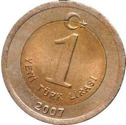 Türkiye Cumhuriyet  2007 Yılı 1 Yeni Türk Lirası (9388)