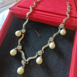 İnci Gerdanlık Kristal Taşlı Vintage